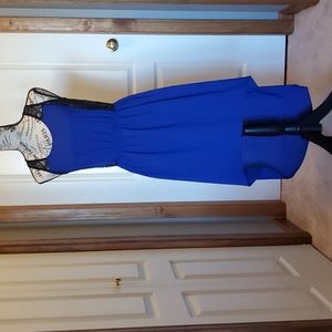 Soprano Hi Low Blue and Black Dress, Medium